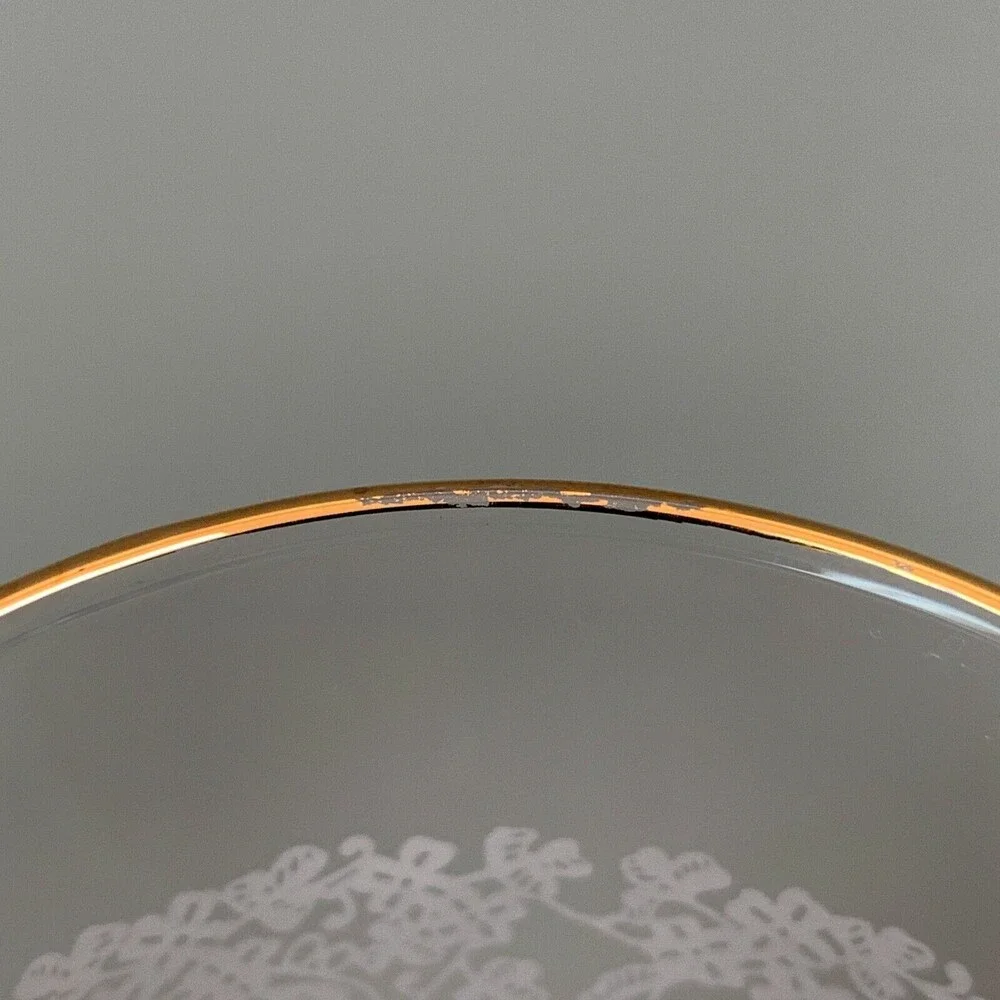 Highball Clear Glasses White‎ Flowers Floral Gold Trim Lot of 2